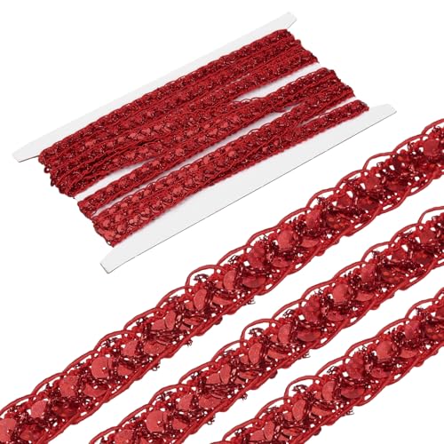 sourcing map 4,5 m Pailletten-Spitzenbordüre, 1,2 cm Pailletten-Zopf, Zierband für Handwerk, Verzierungen, DIY, Nähen, Kostüm, Rot sourcing map 4,5 m Pailletten-Spitzenbordüre, 1,2 cm Pailletten-Zopf, Zierband für Handwerk, Verzierungen, DIY, Nähen, Kostüm, Rot von sourcing map