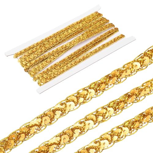 sourcing map 4,5 m Pailletten-Spitzenbordüre, 1,2 cm Pailletten-Zopf-Bordüre, Paillettenband für Handwerk, Verzierungen, DIY, Nähen, Kostüm, Dunkelgold sourcing map 4,5 m Pailletten-Spitzenbordüre, 1,2 cm Pailletten-Zopf-Bordüre, Paillettenband für Handwerk, Verzierungen, DIY, Nähen, Kostüm, Dunkelgold von sourcing map