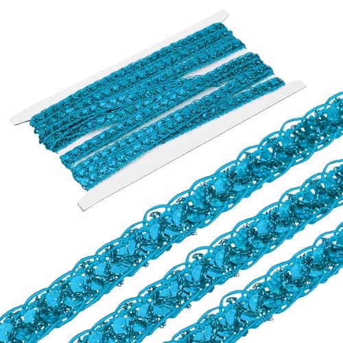 sourcing map 4,5 m Pailletten-Spitzenbordüre, 1,2 cm Pailletten-Zopf-Bordüre, Paillettenband für Handwerk, Verzierungen, DIY, Nähen, Kostüm, Seeblau sourcing map 4,5 m Pailletten-Spitzenbordüre, 1,2 cm Pailletten-Zopf-Bordüre, Paillettenband für Handwerk, Verzierungen, DIY, Nähen, Kostüm, Seeblau von sourcing map