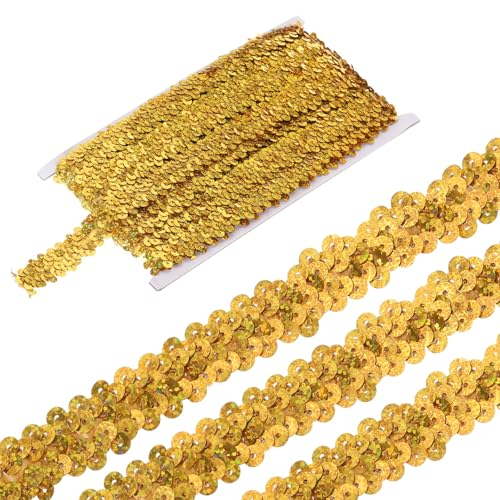 sourcing map 4,5 m elastische Pailletten-Bordüre, 2-reihig, flach, Pailletten-Streifen, Pailletten-Stoffband für Handwerk, DIY, Fransen, Nähen, Kostüm, Kleid, Laser-Gold sourcing map 4,5 m elastische Pailletten-Bordüre, 2-reihig, flach, Pailletten-Streifen, Pailletten-Stoffband für Handwerk, DIY, Fransen, Nähen, Kostüm, Kleid, Laser-Gold von sourcing map