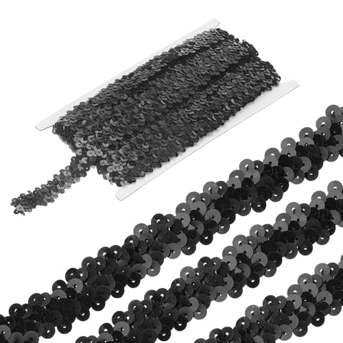 sourcing map 4,5 m elastische Pailletten-Bordüre, 2-reihig, flach, Pailletten-Streifen, Pailletten-Stoffband für Handwerk, DIY, Fransen, Nähen, Kostüm, Kleid, Schwarz sourcing map 4,5 m elastische Pailletten-Bordüre, 2-reihig, flach, Pailletten-Streifen, Pailletten-Stoffband für Handwerk, DIY, Fransen, Nähen, Kostüm, Kleid, Schwarz von sourcing map