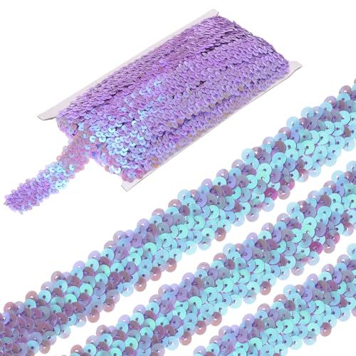 sourcing map 4,5 m elastische Pailletten-Bordüre, 3 Reihen, flach, Pailletten-Streifen, Pailletten-Stoffband für Bastelarbeiten, DIY, Fransen, Nähen, Kostümkleid, AB Hellviolett sourcing map 4,5 m elastische Pailletten-Bordüre, 3 Reihen, flach, Pailletten-Streifen, Pailletten-Stoffband für Bastelarbeiten, DIY, Fransen, Nähen, Kostümkleid, AB Hellviolett von sourcing map