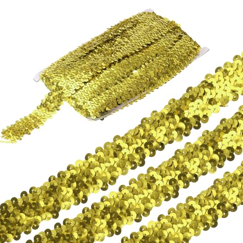 sourcing map 4,5 m elastische Pailletten-Bordüre, 3 Reihen, flach, Pailletten-Streifen, Pailletten-Stoffband für Bastelarbeiten, DIY, Fransen, Nähen, Kostümkleid, Goldton sourcing map 4,5 m elastische Pailletten-Bordüre, 3 Reihen, flach, Pailletten-Streifen, Pailletten-Stoffband für Bastelarbeiten, DIY, Fransen, Nähen, Kostümkleid, Goldton von sourcing map