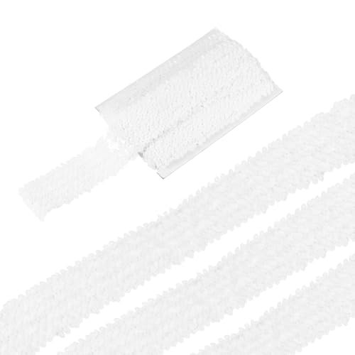 sourcing map 4,5 m elastische Pailletten-Bordüre, flach, Pailletten-Streifen, Pailletten-Stoffband für Bastelarbeiten, DIY, Fransen, Nähen, Kostüm, Kleid, weiß von sourcing map
