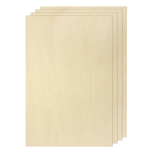 sourcing map 4 Stück Lindenholzplatten, 30,5 x 45,7 x 0,6 cm, unlackiertes Holz-Sperrholzbrett zum Malen, Basteln, Laser, Schneiden, Gravieren von sourcing map