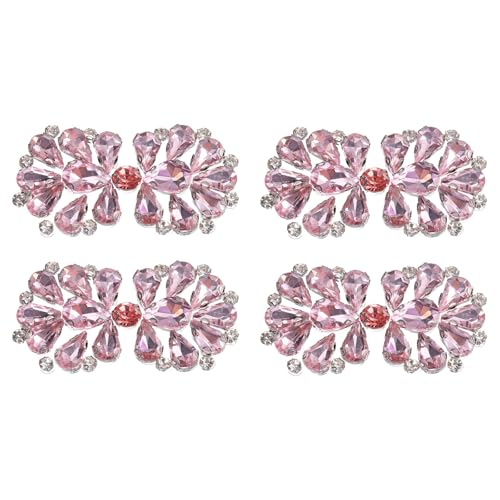 sourcing map 4 x Strass-Kristall-Applikation, Strass-Aufnäher zum Aufbügeln, Schleife, Hotfix, Kristall-Nähapplikation für Brautschärpe, Hochzeitskleid, Schuhe, Taschen, Rosa, 4 Stück von sourcing map