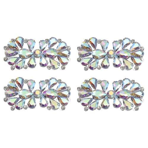 sourcing map 4 x Strass-Kristall-Applikationen, Strass-Aufnäher zum Aufbügeln, Schleife, Hotfix, Kristall-Nähapplikation für Brautschärpe, Hochzeitskleid, Schuhe, Taschen, AB-Farbe von sourcing map