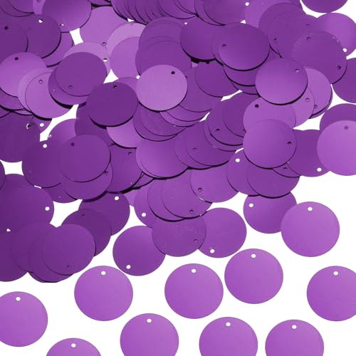 sourcing map 450 Stück flache runde Pailletten, 20 mm, lose Pailletten, Basteln, Nähen, Pailletten mit einseitigem Loch für DIY-Stickerei, Kleidung, Schmuckherstellung, Dunkelviolett von sourcing map
