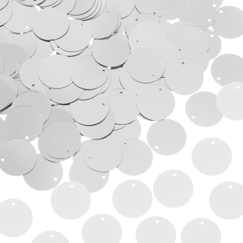 sourcing map 450 Stück flache runde Pailletten, 20 mm, lose Pailletten, Basteln, Nähen, Pailletten mit einseitigem Loch für DIY-Stickerei, Kleidung, Schmuckherstellung, Silberton sourcing map 450 Stück flache runde Pailletten, 20 mm, lose Pailletten, Basteln, Nähen, Pailletten mit einseitigem Loch für DIY-Stickerei, Kleidung, Schmuckherstellung, Silberton von sourcing map