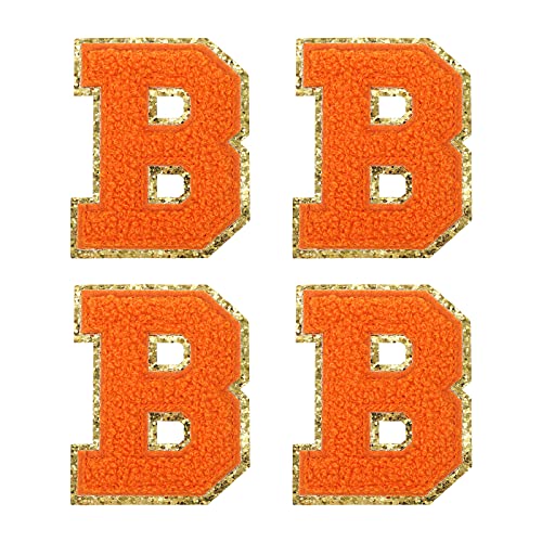 sourcing map 4Stk Chenille Buchstabe Abzeichen Aufbügeln Buchstabe Aufnäher Orange B Alphabet Dekorativ Reparatur Bestickte Aufnäher für Kleidung Schuhe Hüte Rucksäcke von sourcing map