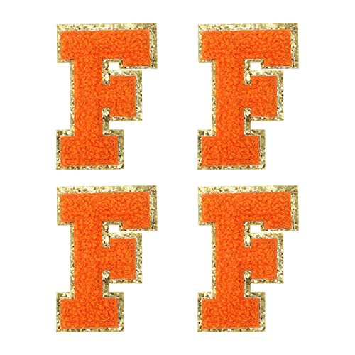 sourcing map 4Stk Chenille Buchstabe Abzeichen Aufbügeln Buchstabe Aufnäher Orange F Alphabet Dekorativ Reparatur Bestickte Aufnäher für Kleidung Schuhe Hüte Rucksäcke von sourcing map