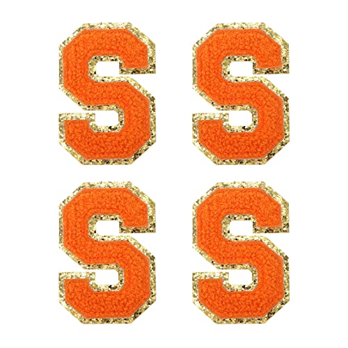 sourcing map 4Stk Chenille Buchstabe Abzeichen Aufbügeln Buchstabe Aufnäher Orange S Alphabet Dekorativ Reparatur Bestickte Aufnäher für Kleidung Schuhe Hüte Rucksäcke von sourcing map