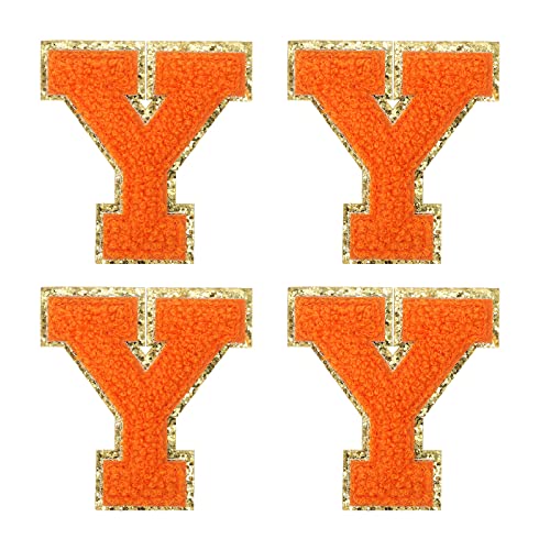 sourcing map 4Stk Chenille Buchstabe Abzeichen Aufbügeln Buchstabe Aufnäher Orange Y Alphabet Dekorativ Reparatur Bestickte Aufnäher für Kleidung Schuhe Hüte Rucksäcke von sourcing map