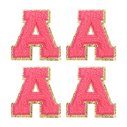 sourcing map 4Stk Chenille Buchstabe Abzeichen Aufbügeln Buchstabe Aufnäher Rosenrot A Alphabet Dekorativ Reparatur Bestickte Aufnäher für Kleidung Schuhe Hüte Rucksäcke von sourcing map