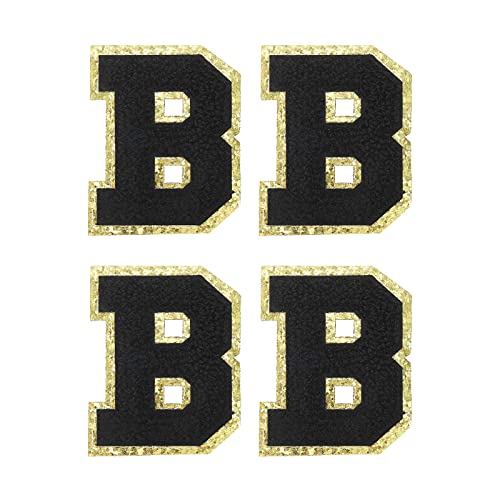 sourcing map 4Stk Chenille Buchstabe Abzeichen Aufbügeln Buchstabe Aufnäher Schwarz B Alphabet Dekorativ Reparatur Bestickte Aufnäher für Kleidung Schuhe Hüte Rucksäcke von sourcing map