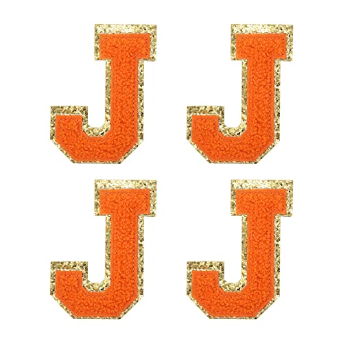 sourcing map 4Stück Aufbügler Buchstaben Patches Orange J Alphabet Dekorativ Reparatur Bestickte Aufnäher Chenille Alphabet Patches zum Aufbügeln für Kleidung Schuhe Hüte Rucksäcke von sourcing map
