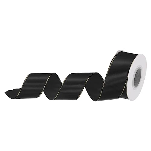 sourcing map 40mm x 23m Satinband Schwarz mit Goldrahmen, Geschenkband Satinschleife Seidenbänder Bunt Schleifenband Dünn Einfarbig für Hochzeit Geschenk Verpackung Kuchenbox Schleifen sourcing map 40mm x 23m Satinband Schwarz mit Goldrahmen, Geschenkband Satinschleife Seidenbänder Bunt Schleifenband Dünn Einfarbig für Hochzeit Geschenk Verpackung Kuchenbox Schleifen von sourcing map