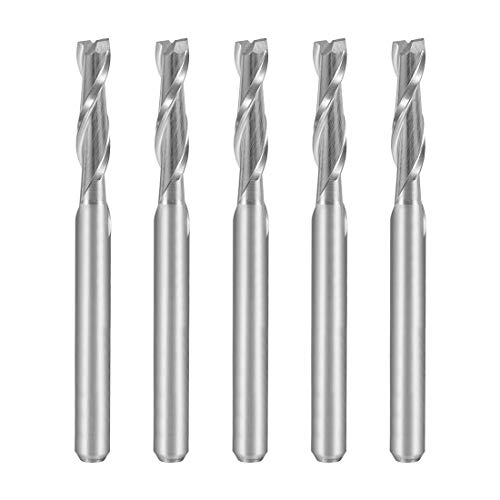 5PCS 1/8" Shank 3.0mm x 12mm Carbide Flat Nose End Mill Cutter CNC Router Bits 2 Flute for Acrylic PVC MDF Hardwood von sourcing map