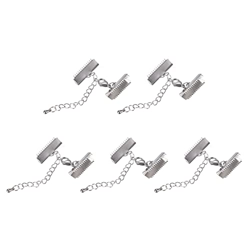 sourcing map 5 Satz Band Crimp Klemme Enden mit Karabinerverschluss & Verlängerungskette 20mm Weiche Schnur Endverschlüsse für DIY Basteln Silber Ton sourcing map 5 Satz Band Crimp Klemme Enden mit Karabinerverschluss & Verlängerungskette 20mm Weiche Schnur Endverschlüsse für DIY Basteln Silber Ton von sourcing map