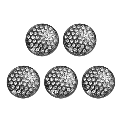 sourcing map 5 runde Metallknöpfe 23 mm Schaft aus Legierung mit Strasssteinen zum Nähen, Basteln, Ersatzknöpfe für Kleidung, Dekoration, DIY-Zubehör, Pistole von sourcing map