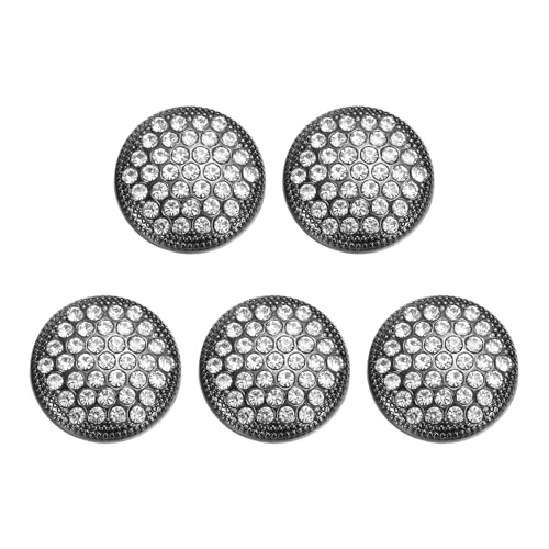 sourcing map 5 runde Metallknöpfe 25 mm Schaft aus Legierung mit Strasssteinen zum Nähen, Basteln, Ersatzknöpfe für Kleidung, Dekoration, DIY-Zubehör, Pistole von sourcing map