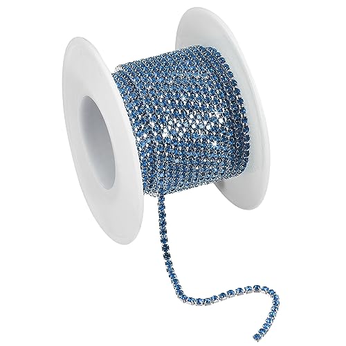 sourcing map 1 Rolle 5m x 3mm Kristall Strassband Strasskette, Strasssteine Glitzerband Aufnähen Schließen Klaue Kette Trimmen für Basteln Schmuck Kleidung Taschen Deko, Silber Hell Blau von sourcing map