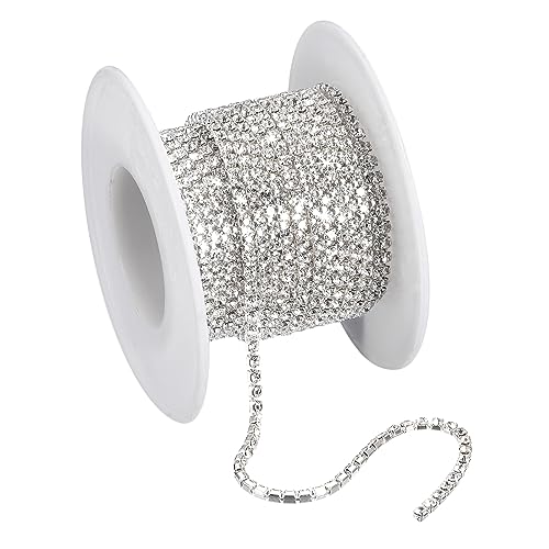 sourcing map 1 Rolle 5m x 3mm Kristall Strassband Strasskette, Strasssteine Glitzerband Aufnähen Schließen Klaue Kette Trimmen für Basteln Schmuck Kleidung Taschen Schuh Deko, Silber Weiß sourcing map 1 Rolle 5m x 3mm Kristall Strassband Strasskette, Strasssteine Glitzerband Aufnähen Schließen Klaue Kette Trimmen für Basteln Schmuck Kleidung Taschen Schuh Deko, Silber Weiß von sourcing map
