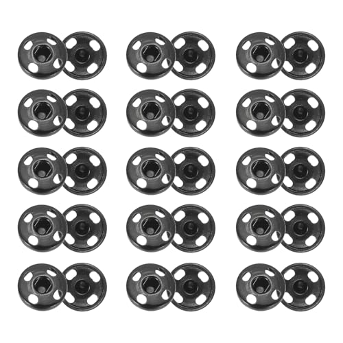 sourcing map 50 Sets Druckknöpfe zum Aufnähen, 10mm Metall Unsichtbare Druckknöpfe Knöpfe, Messing Nähen Druckknöpfe für Stoff Kleidung DIY Handwerk (Schwarz) von sourcing map