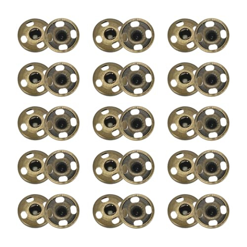 sourcing map 50 Sets Druckknöpfe zum Aufnähen, 10mm Metall Unsichtbare Druckknöpfe Knöpfe Messing Nähen Druckknöpfe für Stoff Kleidung DIY Handwerk (Bronze) von sourcing map