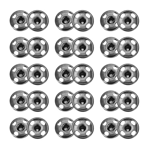 sourcing map 50 Sets Druckknöpfe zum Aufnähen, 10mm Metall Unsichtbare Druckknöpfe Knöpfe Messing Nähen Druckknöpfe für Stoff Kleidung DIY Handwerk (Hellschwarz) von sourcing map