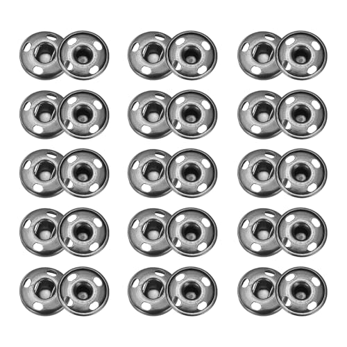 sourcing map 50 Sets Druckknöpfe zum Aufnähen, 12mm Metall Unsichtbare Druckknöpfe Knöpfe, Messing Nähen Druckknöpfe für Stoff Kleidung DIY Handwerk (Hellschwarz) von sourcing map