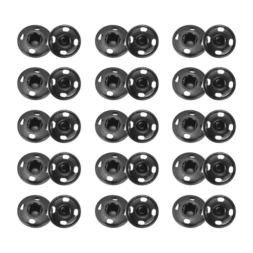 sourcing map 50 Sets Druckknöpfe zum Aufnähen, 12mm Metall Unsichtbare Druckknöpfe Knöpfe, Messing Nähen Druckknöpfe für Stoff Kleidung DIY Handwerk (Schwarz) von sourcing map