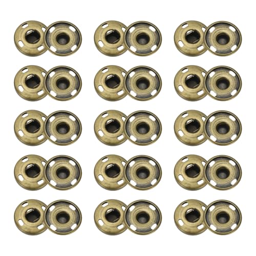 sourcing map 50 Sets Druckknöpfe zum Aufnähen, 17mm Metall Unsichtbare Druckknöpfe Knöpfe, Messing Nähen Druckknöpfe für Stoff Kleidung DIY Handwerk (Bronze) von sourcing map