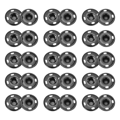 sourcing map 50 Sets Druckknöpfe zum Aufnähen, 17mm Metall Unsichtbare Druckknöpfe Knöpfe, Messing Nähen Druckknöpfe für Stoff Kleidung DIY Handwerk (Schwarz) von sourcing map