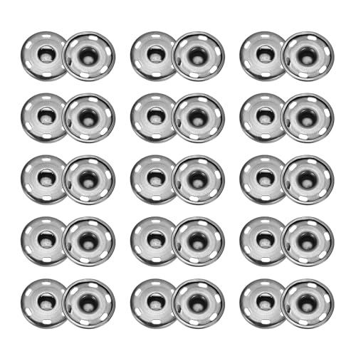sourcing map 50 Sets Druckknöpfe zum Aufnähen, 19mm Metall Unsichtbare Druckknöpfe Knöpfe, Messing Nähen Druckknöpfe für Stoff Kleidung DIY Handwerk (Hellschwarz) von sourcing map