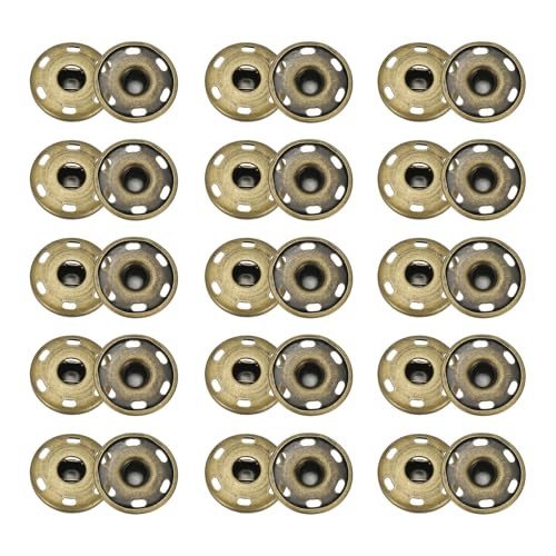 sourcing map 50 Sets Druckknöpfe zum Aufnähen, 19mm Metall Unsichtbare Druckknöpfe Knöpfe Messing Nähen Druckknöpfe für Stoff Kleidung DIY Handwerk (Bronze) von sourcing map