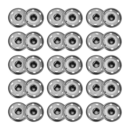 sourcing map 50 Sets Druckknöpfe zum Aufnähen, 21mm Metall Unsichtbare Druckknöpfe Knöpfe, Messing Nähen Druckknöpfe für Stoff Kleidung DIY Handwerk (Hellschwarz) von sourcing map