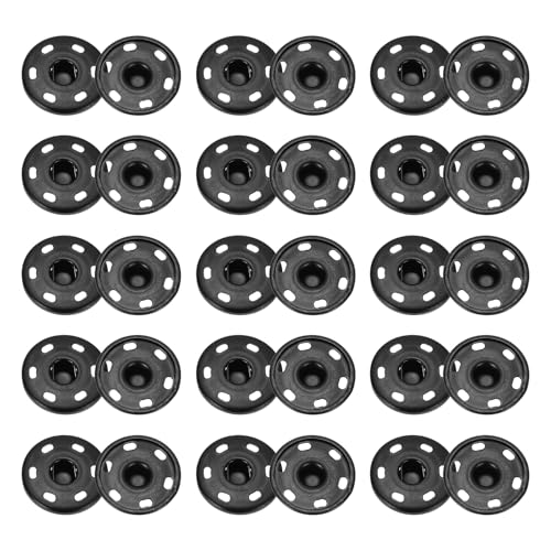 sourcing map 50 Sets Druckknöpfe zum Aufnähen, 21mm Metall Unsichtbare Druckknöpfe Knöpfe, Messing Nähen Druckknöpfe für Stoff Kleidung DIY Handwerk (Schwarz) von sourcing map