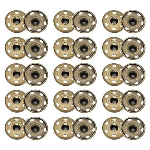sourcing map 50 Sets Druckknöpfe zum Aufnähen, 21mm Metall Unsichtbare Druckknöpfe Knöpfe Messing Nähen Druckknöpfe für Stoff Kleidung DIY Handwerk (Bronze) von sourcing map