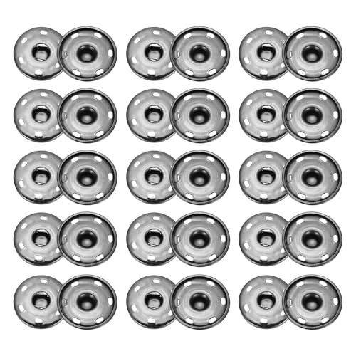 sourcing map 50 Sets Druckknöpfe zum Aufnähen, 25mm Metall Unsichtbare Druckknöpfe Knöpfe, Messing Nähen Druckknöpfe für Stoff Kleidung DIY Handwerk (Hellschwarz) von sourcing map