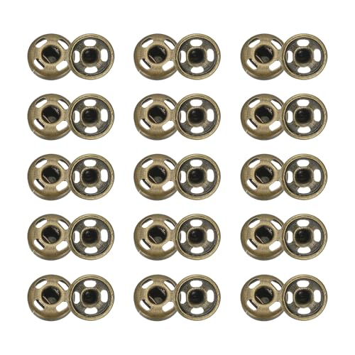 sourcing map 50 Sets Druckknöpfe zum Aufnähen, 7,5 mm Metall Unsichtbare Druckknöpfe Knöpfe, Messing Nähen Druckknöpfe für Stoff Kleidung DIY Handwerk (Bronze) von sourcing map