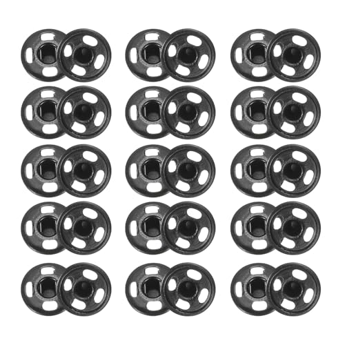 sourcing map 50 Sets Druckknöpfe zum Aufnähen, 7,5 mm Metall Unsichtbare Druckknöpfe Knöpfe, Messing Nähen Druckknöpfe für Stoff Kleidung DIY Handwerk (Schwarz) von sourcing map