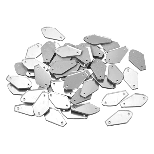 sourcing map 50 Stk. Nähen auf Acryl unregelmäßiges Spiegelstück DIY Verspiegelte Strasssteine Spiegelperlen für Abendkleider Stoffkleidung Silber 25x15mm von sourcing map