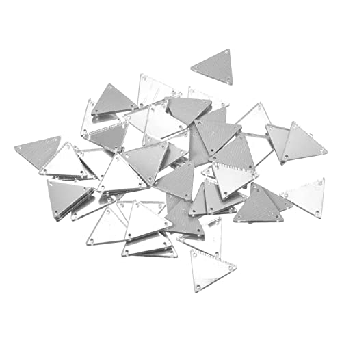 sourcing map 50 Stk. Nähen auf Dreieck Acryl Spiegel Stück DIY Verspiegelte Strasssteine Spiegelperlen für Abendkleider Stoffkleidung Silber 23x23mm von sourcing map