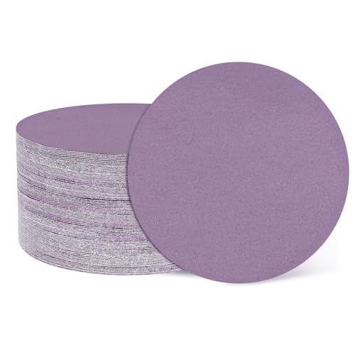 sourcing map 50 Stück 125 mm Schleifscheibe, Körnung 80, Klett-Schleifpapier, Exzenterschleifer-Pads für Holzbearbeitung, Automobil, Metallpolitur, Lila, 50 Stück von sourcing map