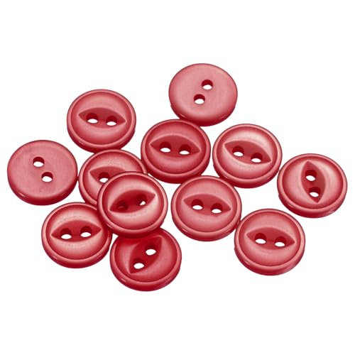 sourcing map 50 Stück 18L dunkelrote runde Nähknöpfe 11,5 mm Harz 2-Loch Fischaugen-Bastelknöpfe DIY Ersatzknöpfe für Bastelarbeiten, Hosen, Kleid, Rock, Kleidung, Verschlussknöpfe von sourcing map