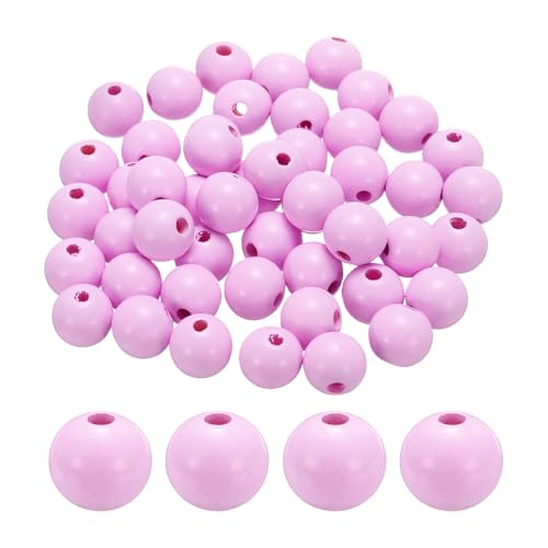 sourcing map 50 Stück 20 mm hellviolette Holzperlen, 3,3 mm großes Loch, runde Holzperlen für Schmuckherstellung, Halsketten, Armbänder, Basteln, Makramee, handgefertigte Dekorationen von sourcing map