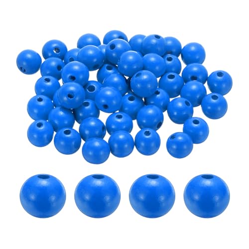 sourcing map 50 Stück 20 mm tiefblaue Holzperlen, 3,3 mm großes Loch, runde lose Abstandshalter aus Holz für Schmuckherstellung, Halsketten, Armbänder, Basteln, Makramee, handgefertigte Dekorationen von sourcing map