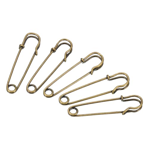 sourcing map 50 Stück Sicherheitsnadeln 1.5 Zoll Große Metall Nähstifte für Decken Röcke Handwerk Brosche Herstellung Bronze Ton von sourcing map