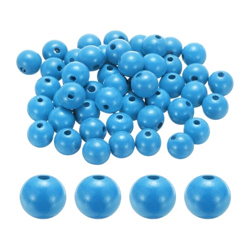 sourcing map 50 Stück himmelblaue Holzperlen, 3,3 mm großes Loch, runde Holzperlen für Schmuckherstellung, Halsketten, Armbänder, Basteln, Makramee, handgefertigte Dekorationen von sourcing map